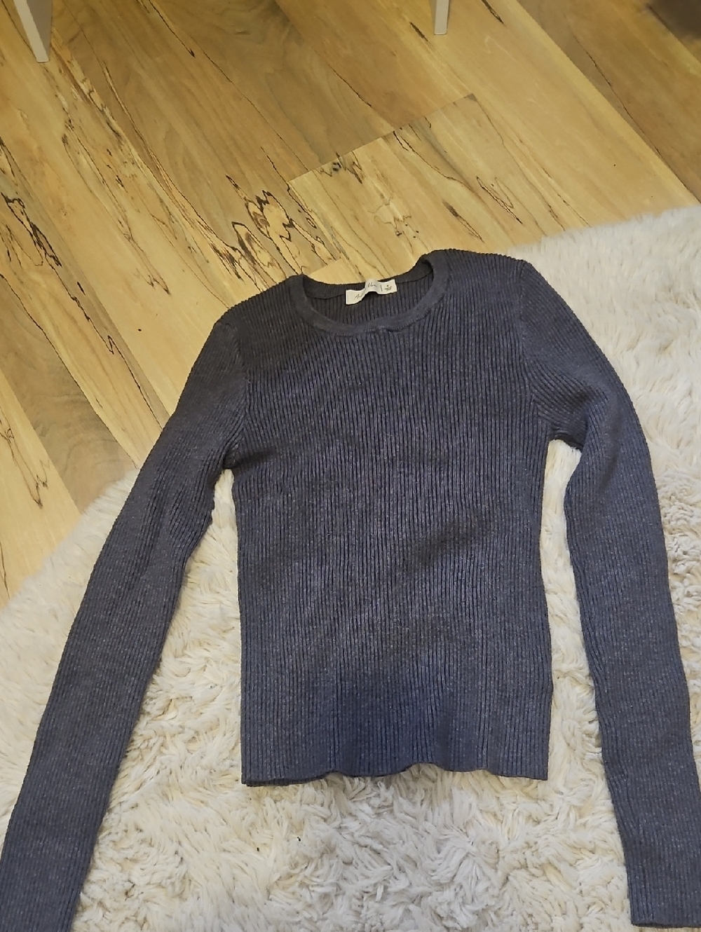Active USA Ribbed Crewneck Long Sleeve in Charcoal